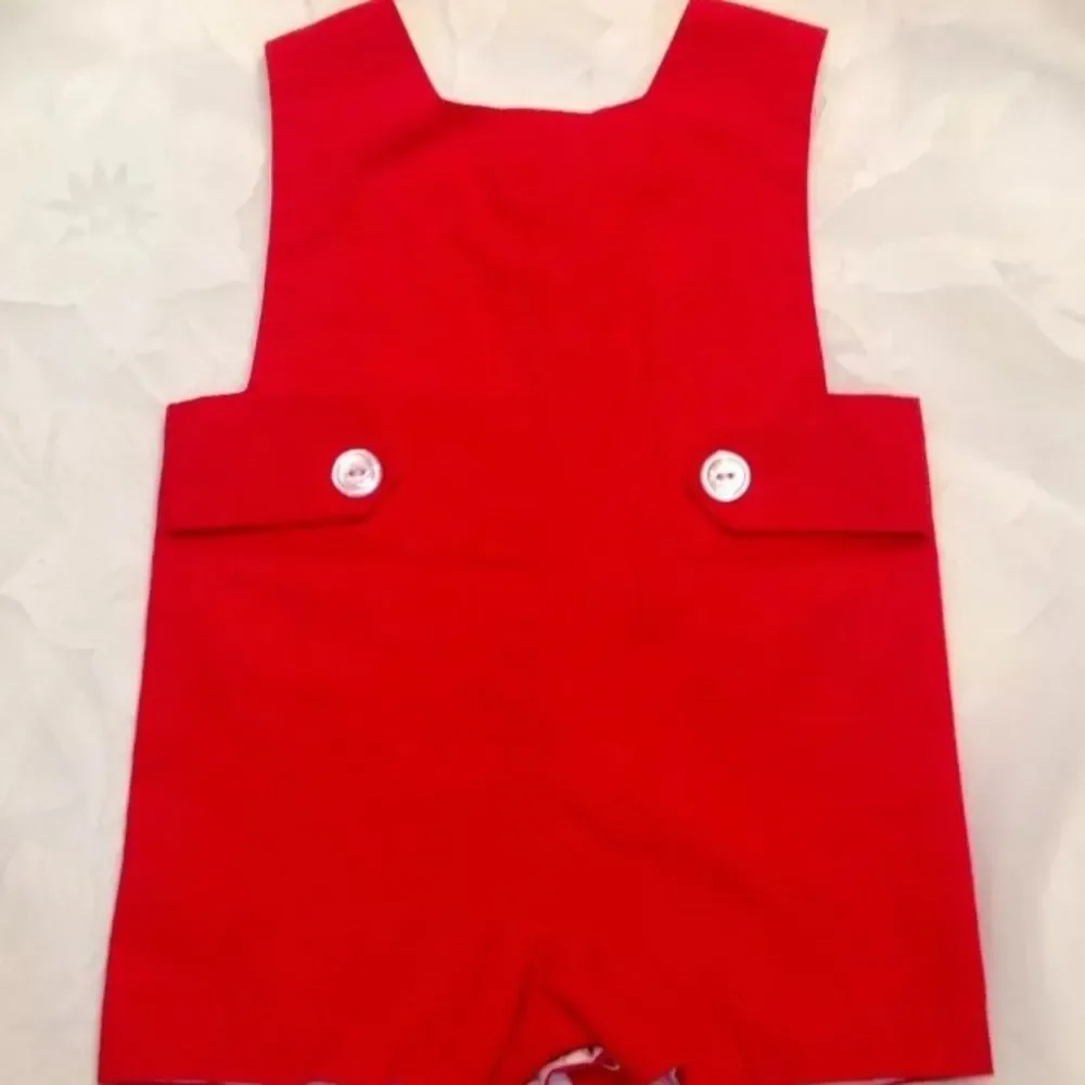 Vintage Red Romper With Teddy Bear 9-12 Months